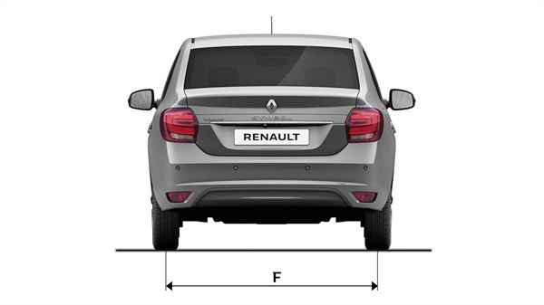 Renault Symbol rear view with dimensions