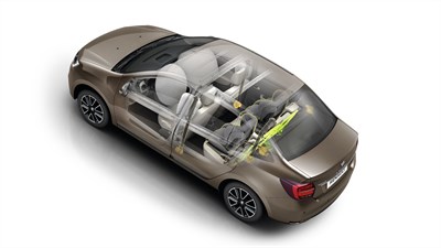 Renault Symbol showing the airbags enclosed
