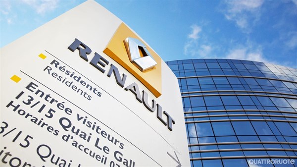 An office signage board that displays the Renault group of services